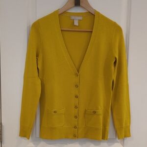Banana Republic Yellow Cardigan Sweater V-Neck Long Sleeves